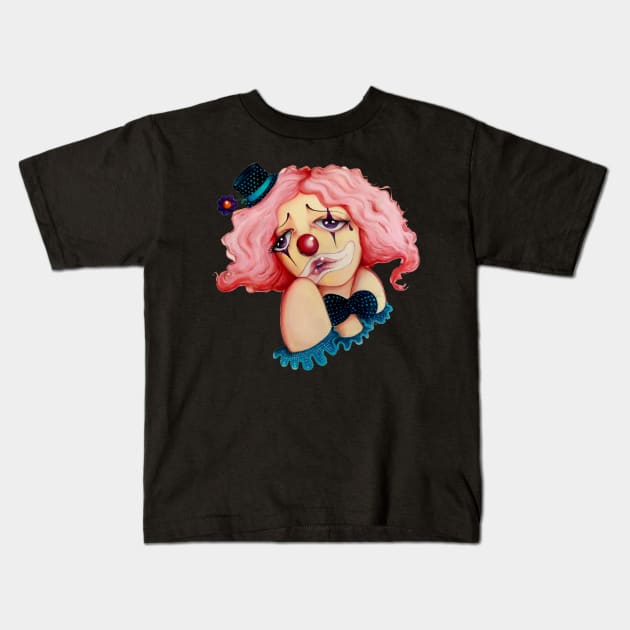 sad clown Kids T-Shirt by theprivategallery